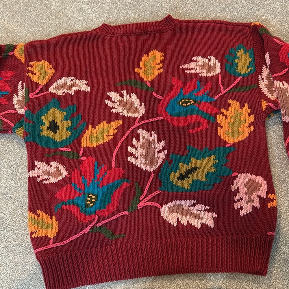 Floral Patterned Crew Neck Sweater - Picture 6 of 6